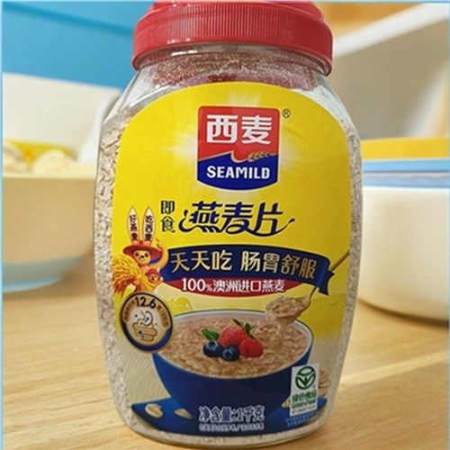 西麦燕麦片1000g桶纯燕麦片谷物即食早餐冲泡0添加蔗糖口感细腻