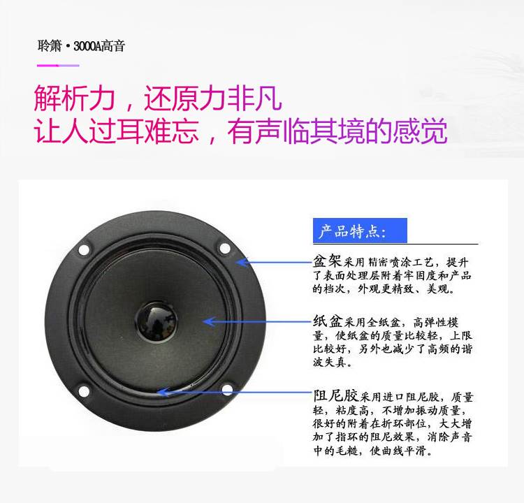 3寸KTV高音喇叭3寸卡包箱双磁纸盆高音喇叭单元60W（2个起包邮）