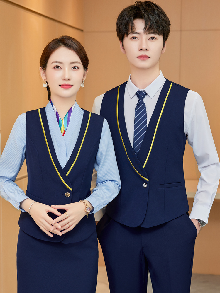 空姐制服高铁乘务员空少职业西装套装女酒店前台工作服马甲三件套