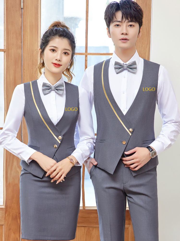 酒吧KTV西餐厅工作装修身马甲套装女新款酒店前台服务员工作服男