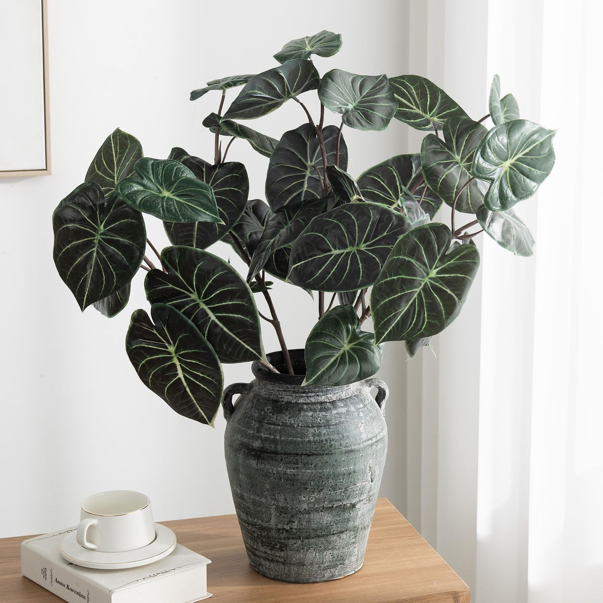 仿真绿植海芋叶龟背叶ins风高端盆栽家居室内插花龙鳞观叶假植物图片
