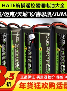 HATE航模控电遥控器电池乐迪AT9Spro1s2s3s控电迈克天地飞9锂电池