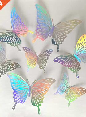 12pcs Suncatcher Sticker D Effect Crystal Butterflies Wall