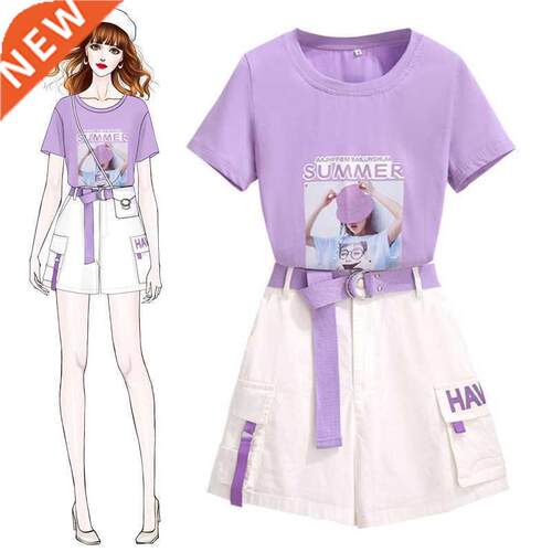 2021 Summer Casual Character Print Outfits Women's Two Piece