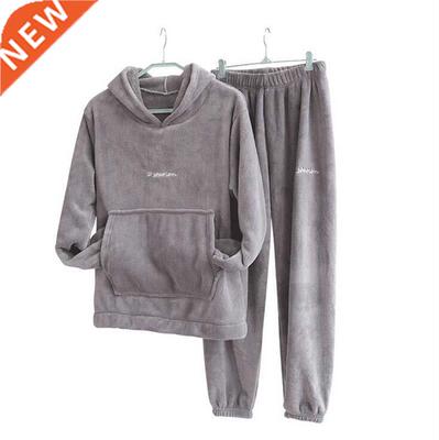 Autumn Winter Pajamas Set Women Loungewear Fleece Sleepwear