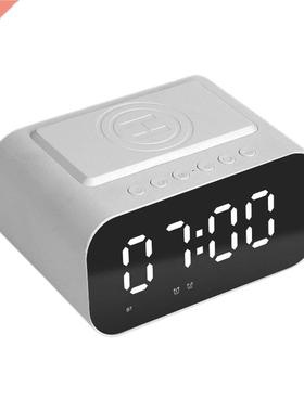 Wireless Charger Alarm Clock Speaker LED Smart Digital Clock