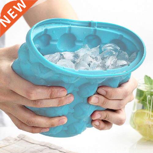 Portable Silicone Ice Cube Maker With Lid Ice Bucket Ice