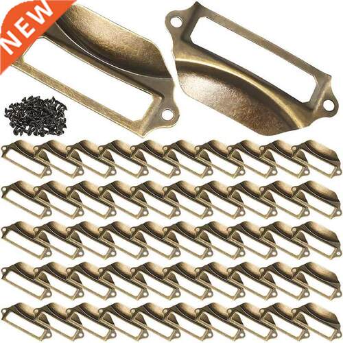 50 Pcs Drawer Label Pull 1.2 X 2.8 Inch Antique Bronze Card