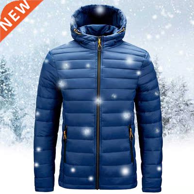 Men Winter Hooded Parkas Windbreak Fashion Male Brand White