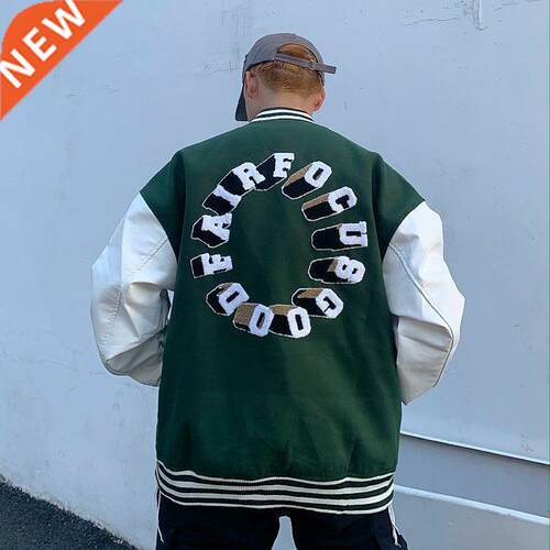 Hip Hop Letters Embroidery College Jackets Mens Patchwork Co