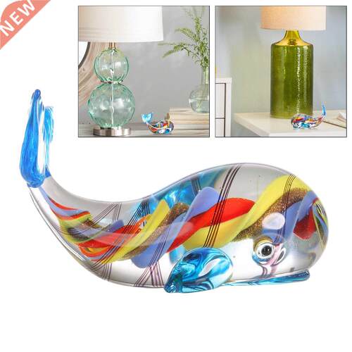 Glass Whale Ornament Hand Blown Painted Miniature Animal