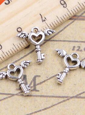 0pcs Charms Fly Key 14x14mm Antique Bronze Silver Cor Pen
