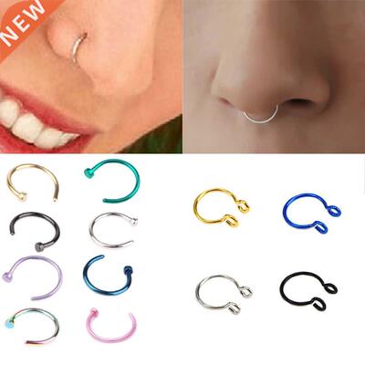 2pcs U Shaped Fake Nose Ring Hoop Septum Rings Stainless Ste
