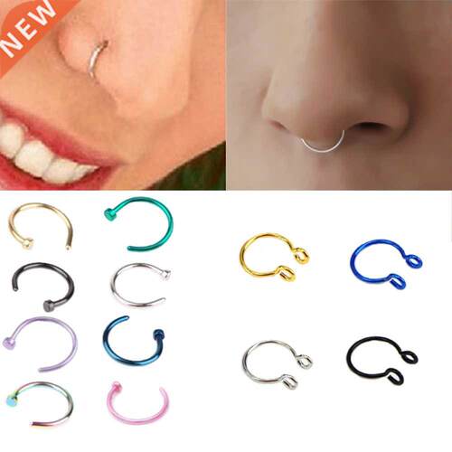 2pcs U Shaped Fake Nose Ring Hoop Septum Rings Stainless Ste