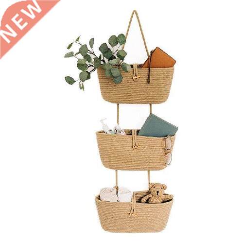 New Rope Over The Door Basket 3-Tier Wall Hanging Basket