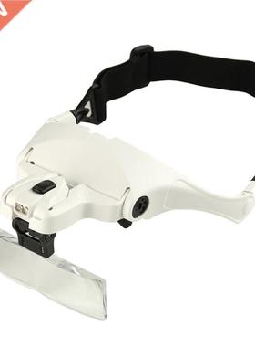 1.0X-3.5X 5 Lens Magnifier Headband Loupe Glasses with 2 LED