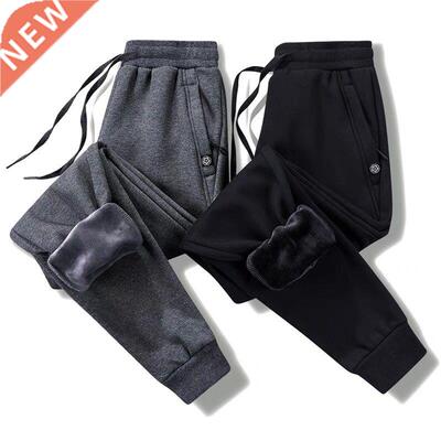 Thick Fleece Jogger Mens Pants Cotton Trousers Male Winter W