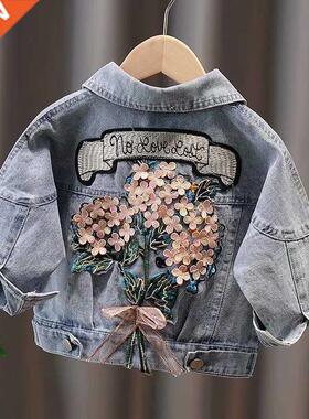 Kids Denim Jackets for Girls Baby Flower Embroidery Coats Sp