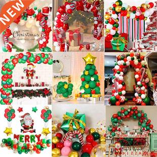 Merry Christmas Balloon Arch Garland Kit Green Red Santa