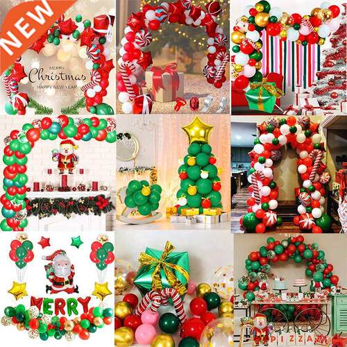 Merry Christmas Balloon Arch Garland Kit Green Red Santa
