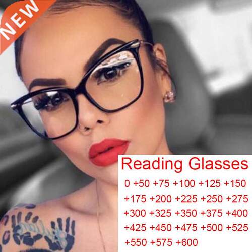Luxuy Band Oveszied Cat Eye eading Glasses Fo Women et