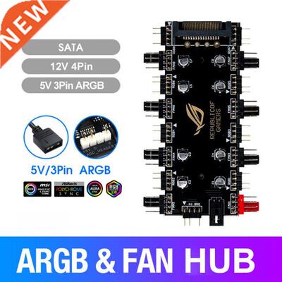 1 To 8 Multi Way Splitter 5V/3 Pin ARGB 4 Pin PWM Cooler Fan