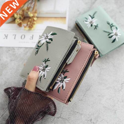 New Women's Wallets Print Flower Short Wallet For Woman Zipp