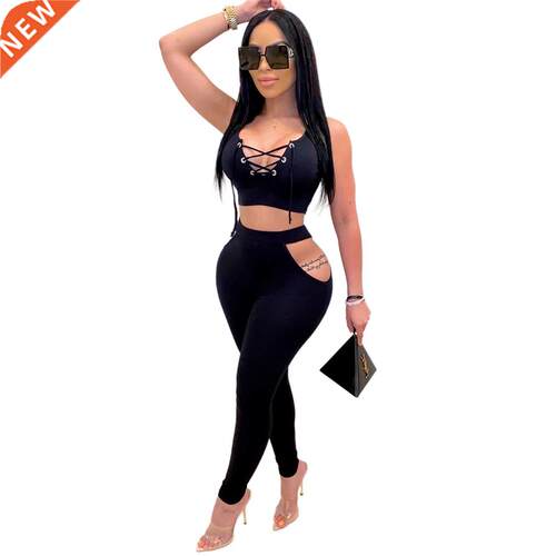 ZoctuoTwo Piece Set Women Summer V-Neck Sleeveless Top Shirt
