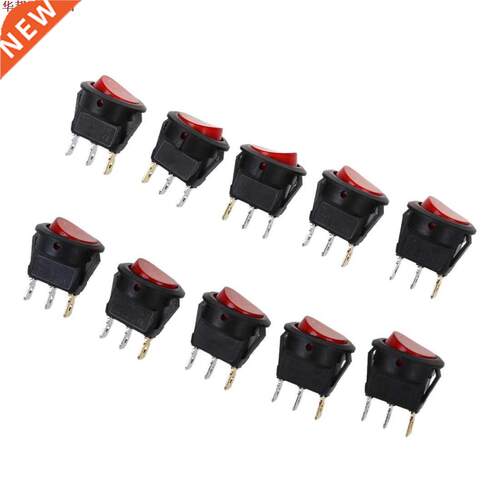 10 pièces lumière rouge ON-OFF SPST interrupteur à bascul