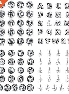 1 PC Letter Charm BAMOER 925 Sterling Silver Vintage A to Z
