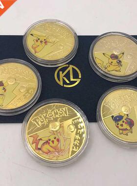 5 styles Japanese Anime Pokémon Gold Coin Card Pikachu Gild