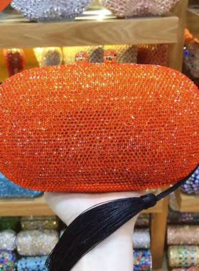 XIYUAN orange Clutch Bag Crystal Bags Women Wedding blue Dia