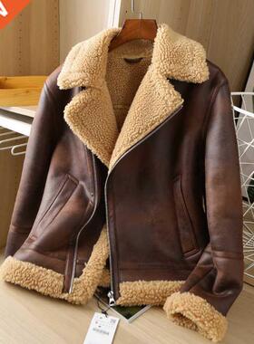 2022 men Autumn and winter The new Lamb jacket jacket leathe