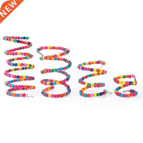 Bird Wooden Ladder Toy Colorful Bead Spiral Design Parrot S