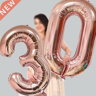 2/40inch Number Aluminum Foil Balloons Rose Gold Silver Dig