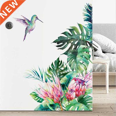 Removable Tropical Leaves Flowers Bird Wall Stickers Bedroom