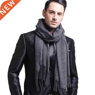Elegant Gray Men's Scarf Winter Faux Cashmere Male Scarves B