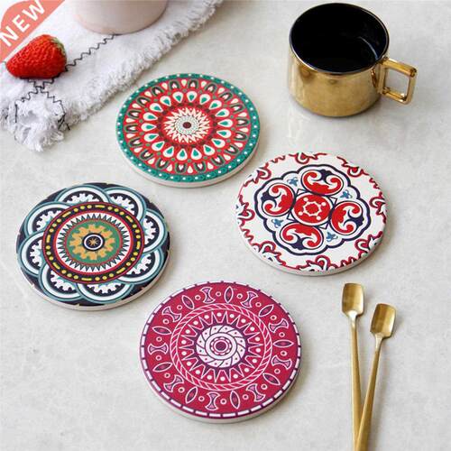 Coaster Non-slip Heat Insulation Ceramic Printed Adiabatic