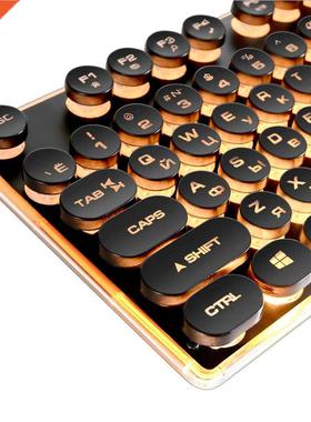 Gaming Russian Keyboard Retro Round Glowing Keycap Backlit