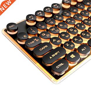 Gaming Russian Keyboard Retro Round Glowing Keycap Backlit