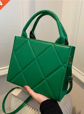 2022 New Spring Women Shoulder Bag ndy Plaid Pu Leather Cros