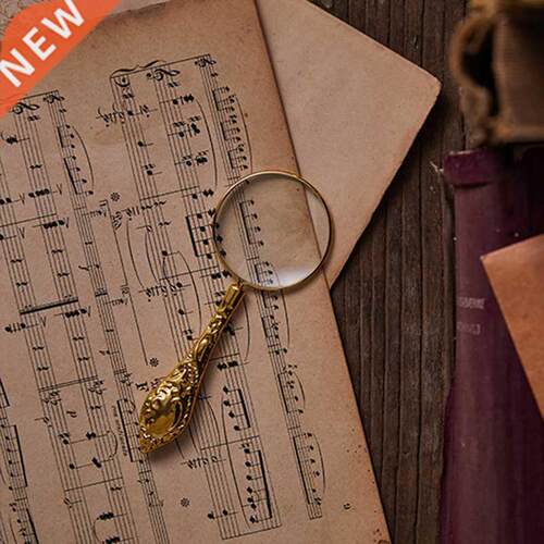 Retro 5X Magnifying Glass Handheld Magnifier Wooden Handle O