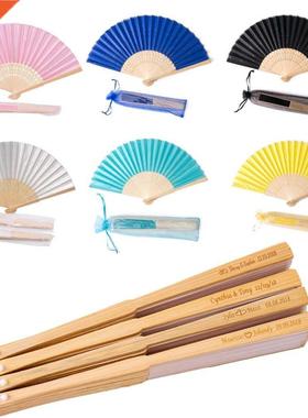 24pcs Personalized Engraved Silk Hand Fan Wedding Fold Fan V