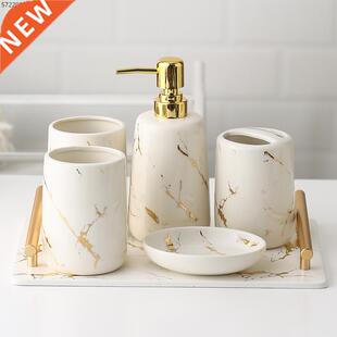 Ceramic Toiletries Bathroom Set Marble Porcelain Cup Toothbr