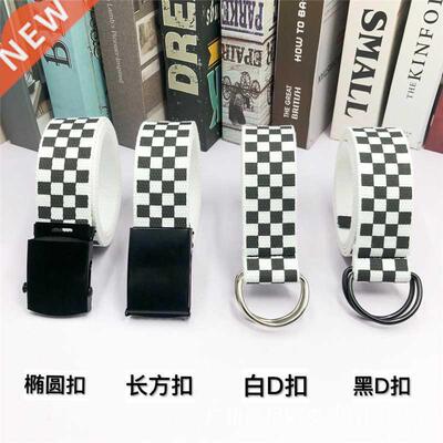 2022 Fashion Punk Checkered Belt Waistband Long Black and Wh