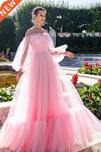 Sweetheart Draped Pleats Long Sleeve Tulle A-lne Lace Up Ba