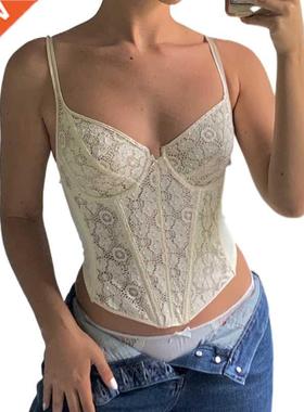 Xingqing y2k Corset Tops Women Sleeveless Short Summer Crop