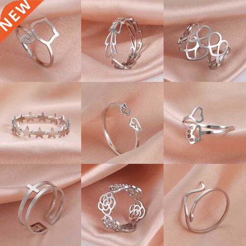 Teamer Stainless Steel Rings for Women justable Ring Heart