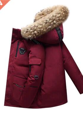 2021 New Arrival Men's High Hooded Winter Down Coat White D