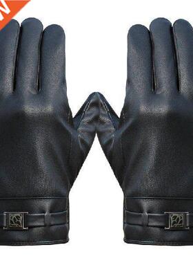 Men's Winter Gloves Washed Leather Touch Screen Warm Gloves